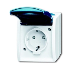 Розетка SCHUKO 16А 250В IP44 для открытого монтажа c защитными шторками, серия ocean, цвет серый/сине-зелёный | 2083-0-0842 | 2CKA002083A0842 | ABB