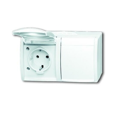 Розетка SCHUKO 16А 250В IP44, двойная, горизонтальная, для открытого монтажа, серия ocean, цвет альпийский белый | 2084-0-0727 | 2CKA002084A0727 | AB