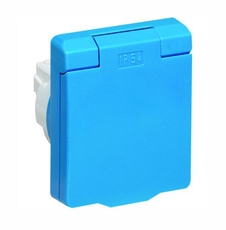 UJP Розетка SCHUKO арт.3288 AZ, панельная 2P+E, IP54 с крышкой, 10/16А, 250В, цвет синий | 3288 AZ | 2CLA328800A1701 | ABB