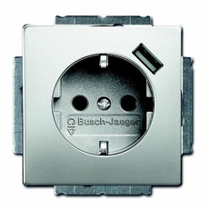 Розетка Schuko с устр. зарядным USB, 20 EUCBUSB-866-500, Сталь, 16А, 700 мА, безвинт. клеммы, защ. шторки, | 2011-0-6184 | 2CKA002011A6184 | ABB
