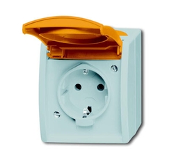Розетка SCHUKO 16А 250В IP44, для открытого монтажа, c оранжевой крышкой, серия ocean, цвет серый/сине-зелёный | 2083-0-0820 | 2CKA002083A0820 | ABB