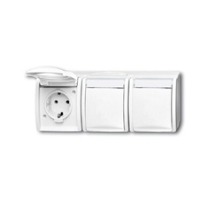 Розетка SCHUKO 16А 250В IP44, тройная, для открытого монтажа, с полем для надписи, серия ocean, цвет альп. белый | 2084-0-0716 | 2CKA002084A0716 | AB