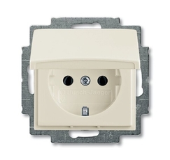 ABB Basic 55 Шале (белый) Розетка с/з с крышкой | 2018-0-1500 | 2CKA002018A1500 | ABB