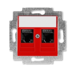 ABB Levit Красный Розетка комп. 2-ая 2хRJ45 категория 6 | 5014H-A61018 65W | 2CHH296118A6065 | ABB