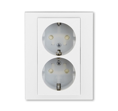ABB Levit Белый / ледяной Розетка 2-ая с з/к со шторками 16А | 5522H-C03457 01W | 2CHH223457C6001 | ABB