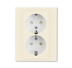 ABB Levit Слоновая кость / белый Розетка 2-ая с з/к со шторками 16А | 5522H-C03457 17W | 2CHH223457C6017 | ABB