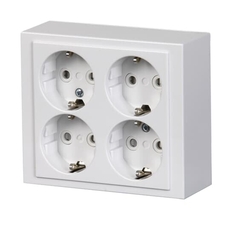 Розетка накладного монтажа, Schuko 4 поста, Impressivo, белая | 2TKA00001613 | ABB