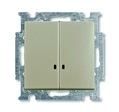 ABB Basic 55 Шампань Выключатель 2-клавишный с подсветкой | 1012-0-2168 | 2CKA001012A2168 | ABB