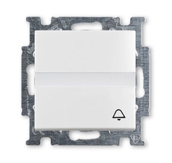 ABB Basic 55 Альп. белый Выключатель кнопочный с полем для надписи | 1413-0-1086 | 2CKA001413A1086 | ABB