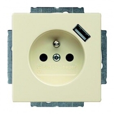 ABB Basic 55 Сл. кость Розетка Schuko 20 EUCBUSB-92-500, 16А, 700 мА | 2011-0-6192 | 2CKA002011A6192 | ABB