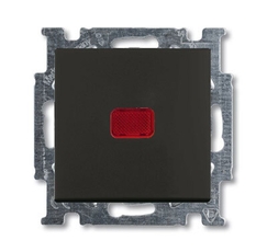 ABB Basic 55 Шато (чёрный) Выключатель кнопочный 1-клавишный, с линзой, без лампы, НО контакт | 1413-0-1096 | 2CKA001413A1096 | ABB