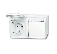 Розетка SCHUKO 16А 250В IP44, двойная, горизонтальная, поле для надписи, для открытого монтажа, ocean, альпийский белы | 2CKA002084A0715 | ABB