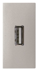 Механизм USB разъёма, тип А, с винтовым подключением проводов (5п), 1-модульный, серия Zenit, цвет серебристый | 2CLA215580N1301 | ABB