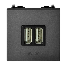 ABB Zenit Антрацит Механизм USB зарядного устройства, 2М, 2х750 мА / 1х1500мА | N2285 AN | 2CLA228500N1801 | ABB