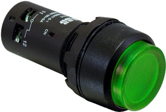 Кнопка с подсветкой CP4-13G-10 зеленая 220В AC/DC с выступающей клавишей с фиксацией 1НО | 1SFA619103R1312 | ABB