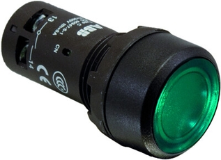 Кнопка с подсветкой CP2-12G-10 зеленая 110-130В AC/DC с плоской клавишей с фиксацией 1НО | 1SFA619101R1212 | ABB