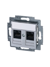ABB Levit Серебро Розетка комп. 2-ая 2хRJ45 категория 5e | 5014H-A51018 70W | 2CHH295118A6070 | ABB