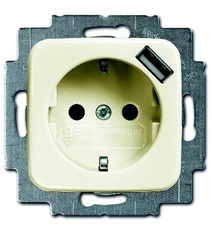 Розетка Schuko с устройством зарядным USB, 20 EUCBUSB-212-500, Busch-Duro слоновая кость, 16А, 700 мА | 2011-0-6174 | 2CKA002011A6174 | ABB
