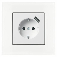 ABB Basic 55 Альп. белый Розетка Schuko 20 EUCBUSB-96-500, 16А, 700мА с устр.заряд.USB | 2011-0-6196 | 2CKA002011A6196 | ABB