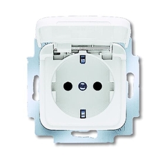 Розетка SCHUKO 16А 250В с защитными шторками, с крышкой, серия Reflex SI, цвет альпийский белый | 2CKA002013A5314 | ABB