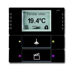 6128/28-885-500 Терморегулятор KNX с дисплеем и сенсором, 2/4-клавишный, чёрный бархат | 6134-0-0339 | 2CKA006134A0339 | ABB