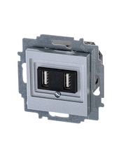 ABB Levit Серебро USB зарядка 2-ая | 5014H-A00040 70W | 2CHH290040A6070 | ABB