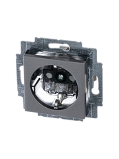 ABB Levit Сталь / дымчатый чёрный Розетка с з/к со шторками 16А | 5520H-A03457 69W | 2CHH203457A6069 | ABB