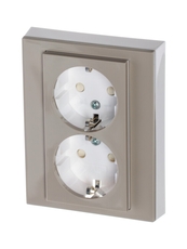 ABB Levit Кофе макиато / белый Розетка 2-ая с з/к со шторками 16А | 5522H-C03457 18W | 2CHH223457C6018 | ABB