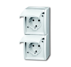 Розетка SCHUKO 16А 250В IP44, двойная вертикальная, для открытого монтажа, серия ocean, цвет альпийский белый | 2084-0-0710 | 2CKA002084A0710 | ABB