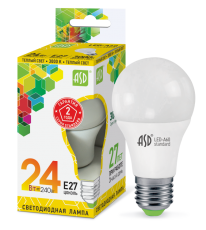 Лампа светодиодная LED-A65-standard 24Вт 230В Е27 3000К 2160Лм | 4690612014265 | ASD