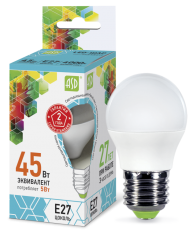 Лампа светодиодная LED-ШАР-standard 5Вт 230В Е27 4000К 450Лм | 4690612002187 | ASD