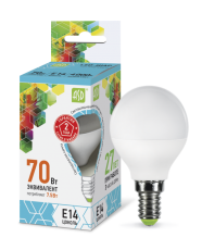Лампа светодиодная LED-ШАР-standard 7.5Вт 230В Е14 4000К 675Лм | 4690612003979 | ASD