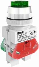 Выкл. кноп. ABLFP 30 мм Цвет:ЗЕЛЕНЫЙ LED 220В ВK-30 a | 25047DEK | DEKraft
