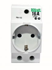 Розетка модульная на DIN-рейку 2P+PEN 16A РМ-102 220В D | 18012DEK | DEKraft