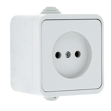Прага Розетка 10А без заземления IP44 белая (EKR10-022-10-44)