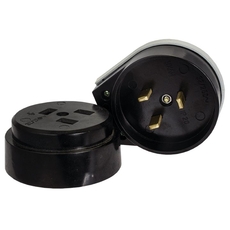 Разъем РШ-ВШ 32А 250В 2P+PE (ОУ) карболитовый черный Simple (AS-250-O-03)