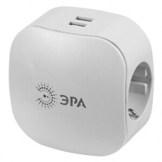 Тройник SP-3e-USB-2A 3гн 220V + 2xUSB 2000mA, c заземл, со шт (белый) (6/36/864) |Б0015243 | ЭРА