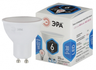 Лампа светодиодная LED 6Вт GU10 220В 4000К smd MR16 отражатель (рефлектор) | Б0020544 | ЭРА