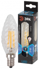 Лампа светодиодная F-LED BTW-7W-840-E14 (филамент, свеча витая, 7Вт, нейтр, E14) | Б0027961 | ЭРА
