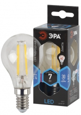 Лампа светодиодная F-LED P45-7W-840-E14 (филамент, шар, 7Вт, нейтр, E14) | Б0027947 | ЭРА