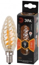 Лампа светодиодная F-LED BTW-9W-827-E14 gold (филамент, свеча витая золот., 9Вт, тепл, E14) | Б0047011 | ЭРА