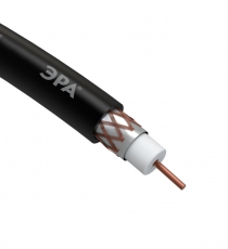 ЭРА Кабель коаксиальный RG-6U, 75 Ом, Cu/(оплётка Cu 64%), PE, цвет чёрный, бухта 305 м | Б0044605 | ЭРА