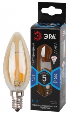Лампа светодиодная F-LED B35-5W-840-E14 gold (филамент, свеча золот, 5Вт, нетр, E14) | Б0047032 | ЭРА