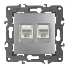 14-3108-03 ЭРА Розетка 2хRJ45, IP20, алюминий | Б0034310 | ЭРА
