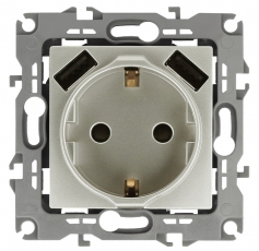 12-4109-15 Розетка 2P+E 16A-250В, штор. с 2xUSB 5В-3А, 12, перламутр (10/100/2000) | Б0047849 | ЭРА