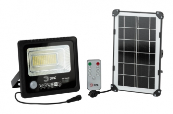 Прожектор светодиодный уличный на солн. бат. 50W, 360 lm, 5000K, с датч. движения, ПДУ, IP65 (10 | Б0049546 | ЭРА