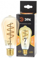 Лампа светодиодная F-LED ST64-7W-824-E27 spiral gold (филамент, спир зол, 7Вт, тепл, E27) (20/960) | Б0047665 | ЭРА