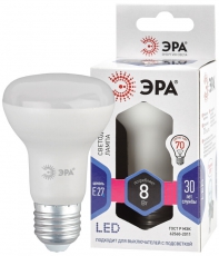 Лампа светодиодная LED R63-8W-860-E27 (диод, рефлектор, 8Вт, холод, E27), (10/100/1500) | Б0048024 | ЭРА