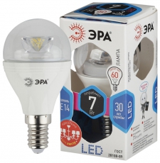 Лампа светодиодная LED P45-7W-840-E14-Clear (диод,шар,7Вт,нейтр,E14) | Б0020552 | ЭРА
