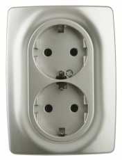 12-2106-15 Электроустановка ЭРА Розетка 2X2P+E Schuko, 16A-250В, IP20, Эра12, перламутр | Б0031237 | ЭРА